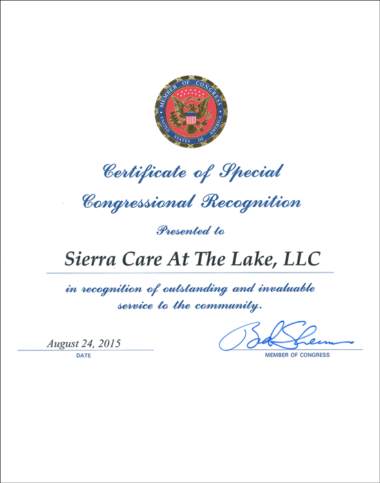 Certificate of Special Congressional Recognition by Brad Sherman