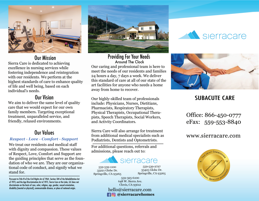 Sierra Care download our brochure